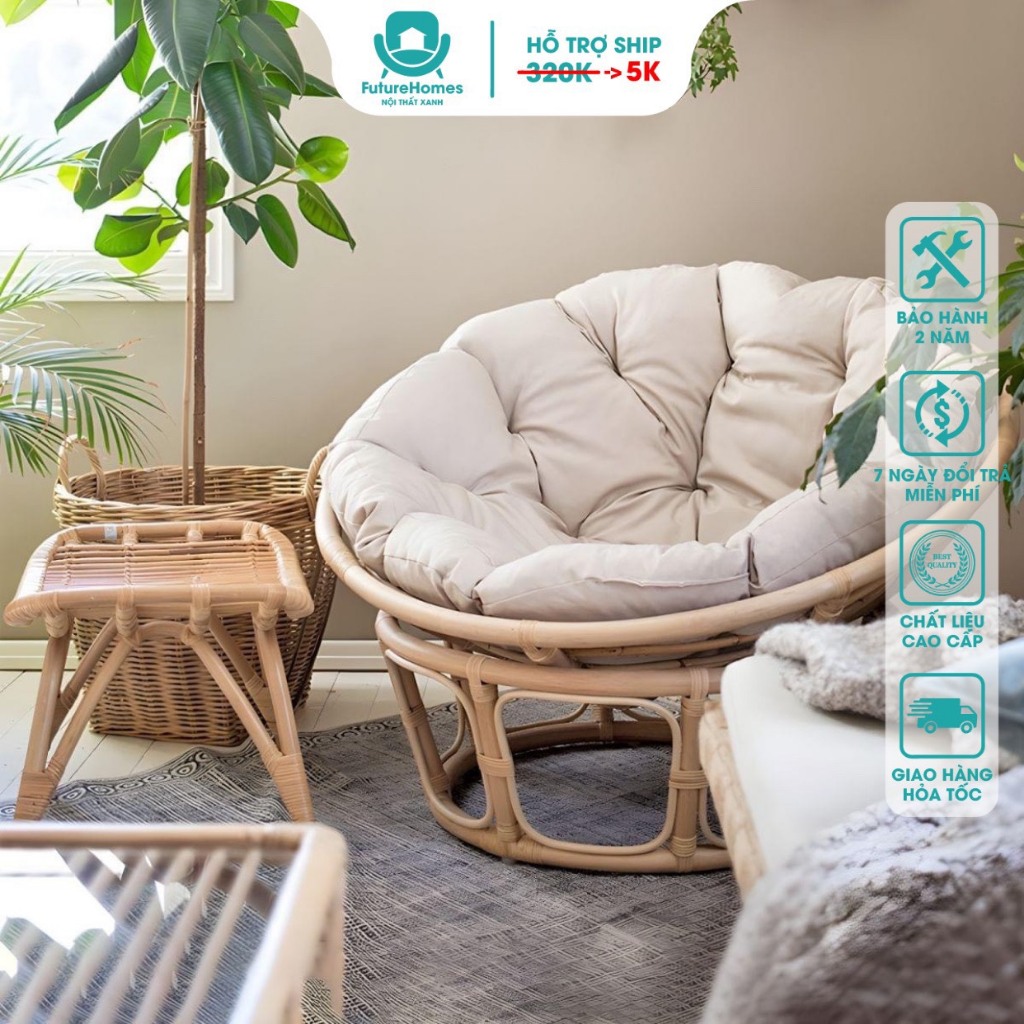 Nệm ghế papasan vải bố kèm bông gòn cao cấp, Nệm ghế lười bập bênh thư giãn Papasan đa dạng màu sắc