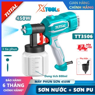 Máy phun sơn cầm tay dùng điện TOTAL TT3506 súng phun sơn điện 220v 450W 800ml sơn đa năng, sơn PU, sơn nước, sơn nhà