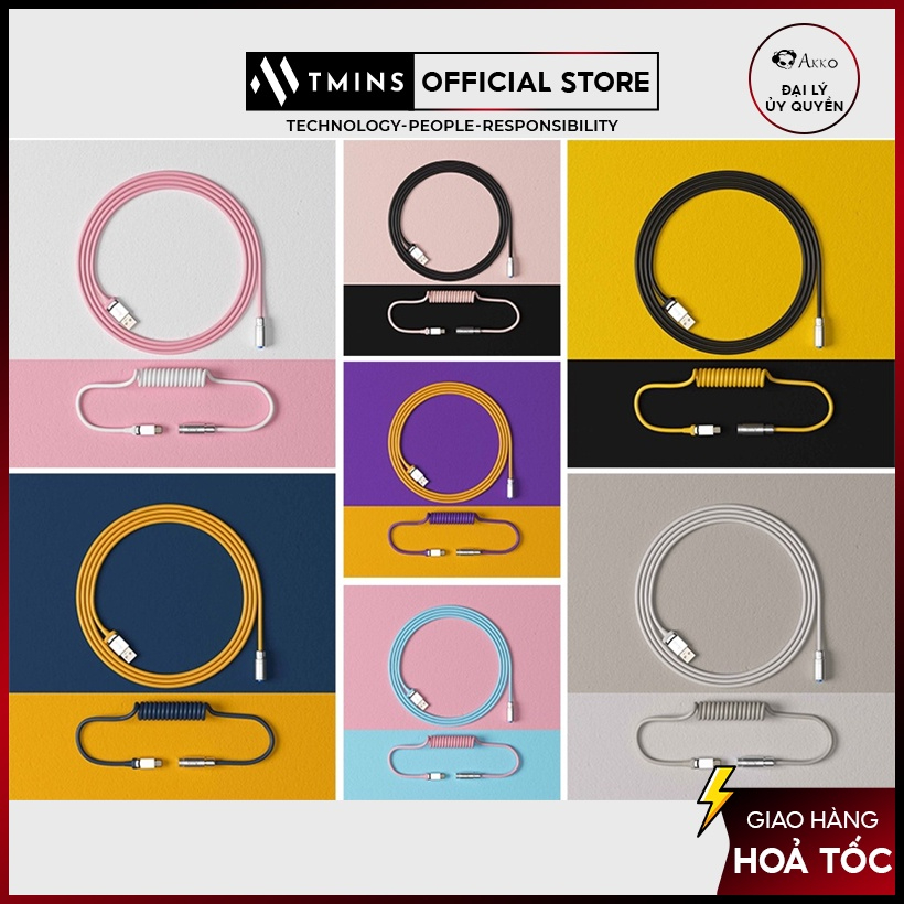 Dây cable custom AKKO v2 (Prunus / Tokyo / Macaw / Los Angeles / 9009 / Black Pink / Black Gold)