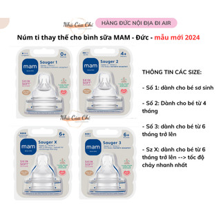 Núm ti thay thế bình sữa MAM chống đầy hơi cho bé số 1 tại Đức - Đủ size - Hàng Đức - Nhà Của Chi