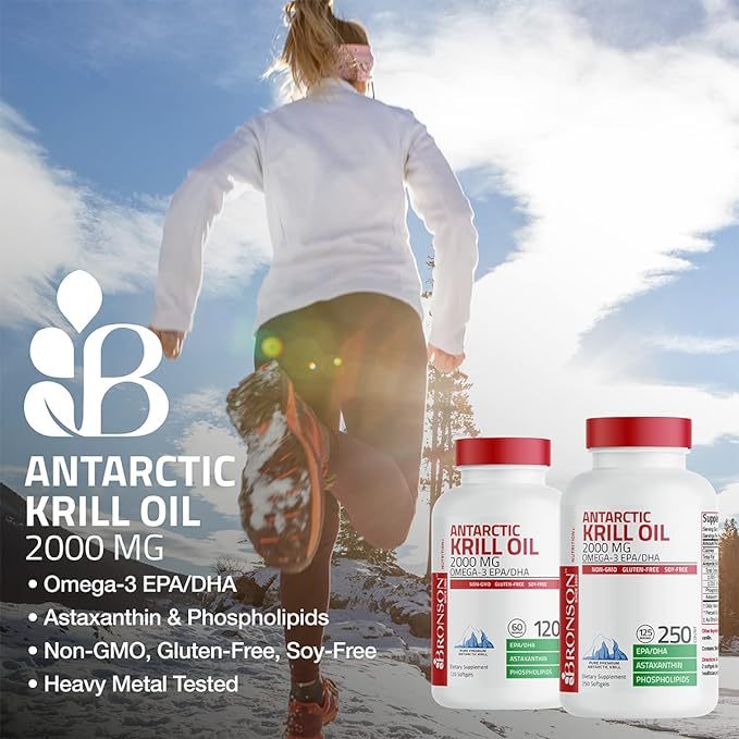 Dầu Nhuyễn Thể Bronson Antarctic Krill Oil Omega 3 EPA/DHA 2000mg Viên Uống Bổ Mắt, Hỗ Trợ Tim Mạch