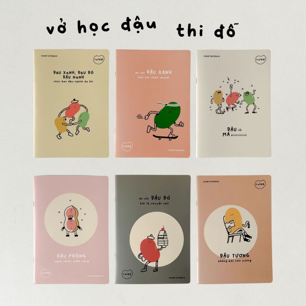 Vở kẻ ngang 80 100 120 trang Crabit tập học sinh ghi chép dễ thương màu pastel Học đậu thi đỗ