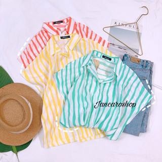 Sơ Mi Sọc Tay Vuông Fom Rộng Vải Lanh Mát - Jancaroshop