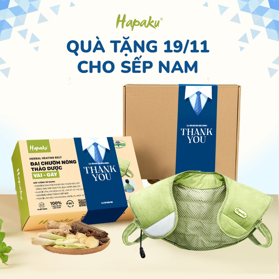 Set Quà Đai Chườm Nóng Tặng Sếp Nam Ngày 19/11 - Từ Thảo Dược Tự Nhiên Hapaku