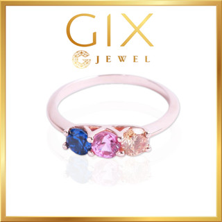 Nhẫn bạc nữ mạ vàng hồng 3 viên đá CZ màu Gix Jewel N20