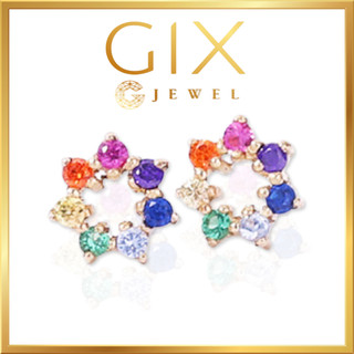 Bông tai bạc trang sức nữ mạ vàng cầu vồng hoa Gix Jewel SPGBT20