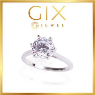 Nhẫn bạc gắn đá CZ 8li lớn mạ vàng trắng cao cấp sang trọng Gix Jewel N48