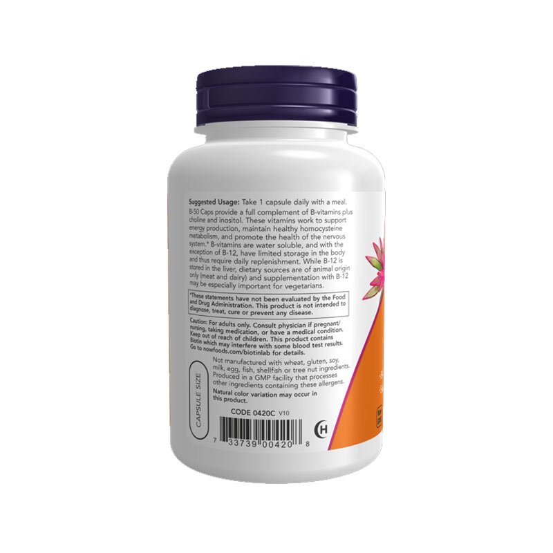 NOW B-50MG Hỗ Trợ Sức Khỏe Ti m Mạ ch, Thị Lực và Hệ Th ần Ki nh