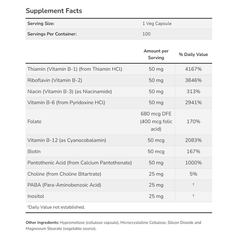 NOW B-50MG Hỗ Trợ Sức Khỏe Ti m Mạ ch, Thị Lực và Hệ Th ần Ki nh