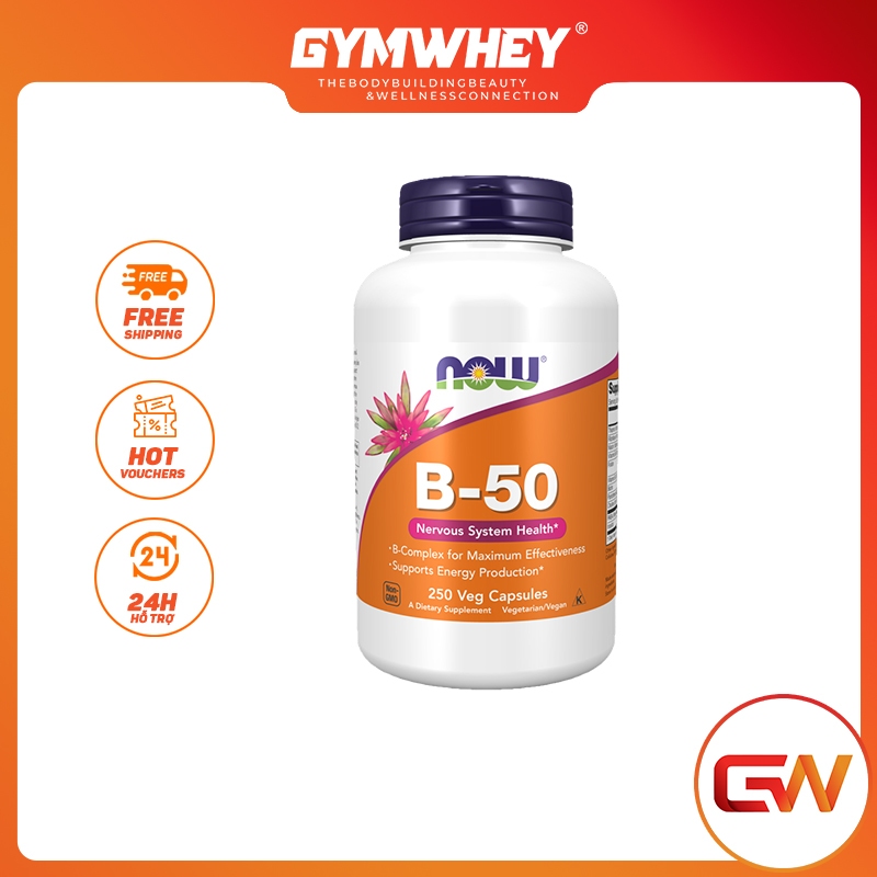 NOW B-50MG Hỗ Trợ Sức Khỏe Ti m Mạ ch, Thị Lực và Hệ Th ần Ki nh