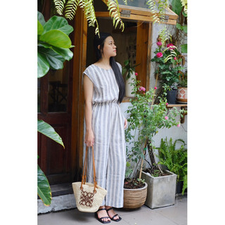 xanhlinen - jumpsuit sọc linen tưng