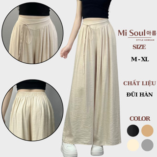 Quần Ống Rộng Đũi Bản Eo Dây Buộc Cạp Chun Sau Bigsize Misoul, Quần Đũi Xuông Siêu Mát Dáng Rộng Giả Váy 287