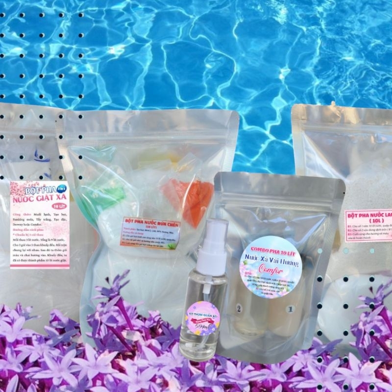 Combo 5 món : rửa chén 10 lít + Lau sàn 10 lít + nước giặt 10 lít + xả vải 10 lít ( 80g hương) +xịt 