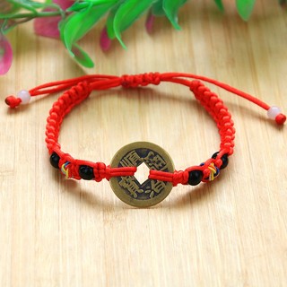 (HCM) Vòng Tay EBI Chỉ Đỏ Dây Rút Charm Tiền Đồng Xu Mang Lại May Mắn Tiền Tài