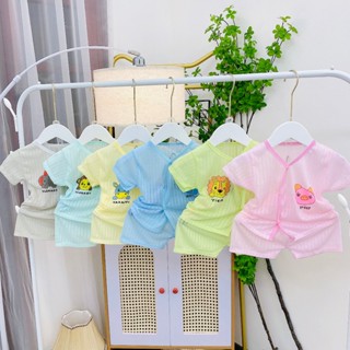 Combo 5 bộ quần áo cộc tay cho bé sơ sinh 3-13kg vải cotton giấy cúc cài lệch tiện lợi BO124-COMBO5 