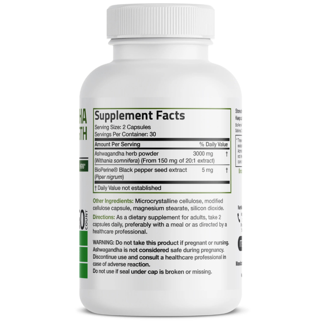 Viên Uống Nhân Sâm Giúp Giảm Căng Thẳng, Tăng Năng Lượng Bronson Ashwagandha 3000mg 60 viên