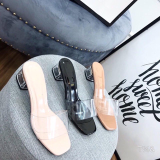 Dép lê cao gót quai mekat gót vuông 5p Hh3/ GiayXinhXinh.Store