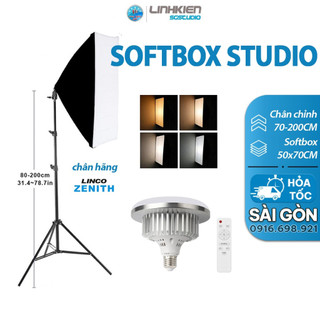 Full bộ softbox+ chân linco + bóng đèn 80w 150w bulb nhôm hỗ trợ ánh sáng cho studio chụp ảnh