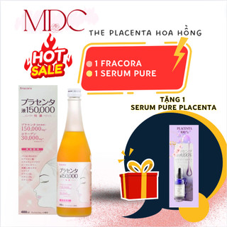 Nước uống đẹp da nhau thai heo fracora 150000mg placenta và serum pure placenta 25ml