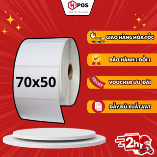 Giấy in tem nhiệt, decal bóc dán 70x50 MM ( 30 mét )