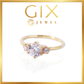 Nhẫn bạc nữ cao cấp mạ vàng đính ba viên đá phối hợp Gix Jewel SPGN47