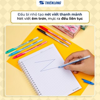 Bút bi Thiên Long TL-090, Bút bi Candee ngòi 0.6mm có nắp đậy, mực xanh/đỏ/đen, trọng lượng nhẹ, nét viết êm, mượt
