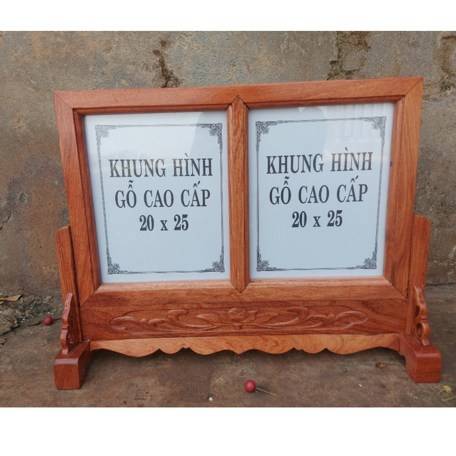 KHUNG ẢNH THỜ ĐÔI TRƠN GỖ HƯƠNG 20X25 CM VÀ 20X30 CM