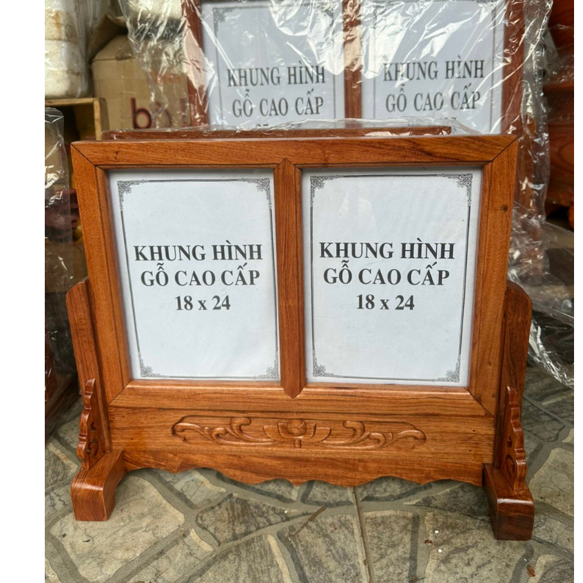 Khung ảnh thờ kt 15x21 và 18x24 cm ,20x25 cm và 20x30 cm- Khung hình thờ đôi trơn gỗ hương kèm kính