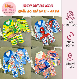 Quần áo trẻ em - Đồ bộ 3d thun lạnh pizama quần dài tay dài thu đông cho bé gái bé trai in hoạt hình đẹp từ 9 đến 40kg