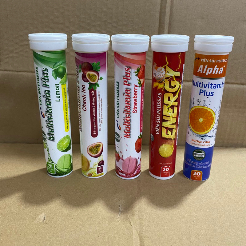 Viên C sủi Multivitamin Pluszzs vị hoa quả Cam + Dâu + chanh leo + chanh tươi tăng cường sức đề khán