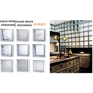Gạch kính lấy sáng Thái Lan kt 190x190x80 làm vách tường, ban công, lấy sáng phòng khách, phòng tắm, độ bền cao, sẵn kho