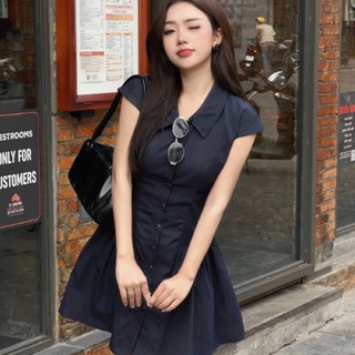 Váy xoè cổ sơmi tay hến phối cúc ❌ Kèm ảnh thật ❌