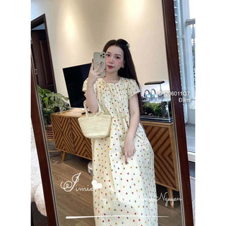 Đầm chấm bi suông dài tay ngắn 0624 thaotranshop90