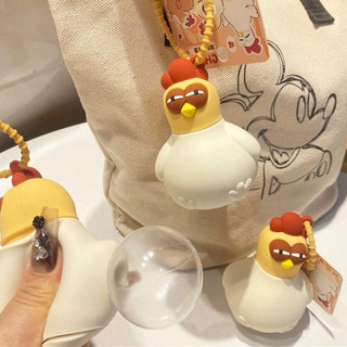 Móc khoá silicon Gà cuckoo đẻ trứng thổi bong bóng đáng yêu