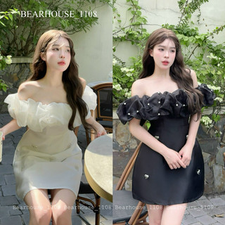 Váy- đầm trễ vai đính ngọc tiểu thư dự tiệc
