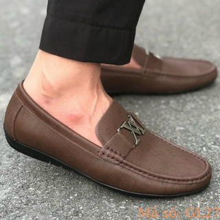 Giầy lười nam da bò thật 100%- khâu đế siêu bền - màu nâu độc lạ