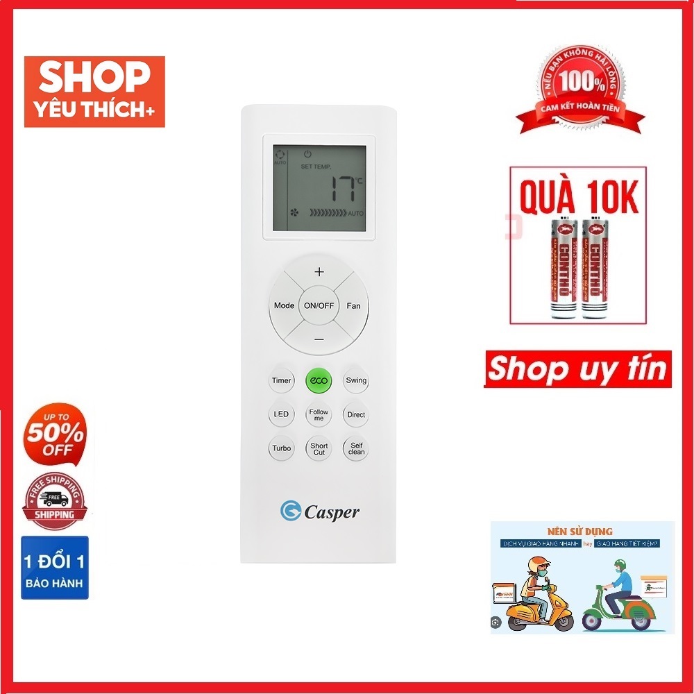 Điều khiển điều hòa Máy lạnh Casper Inverter 1 HP IC-09TL32
