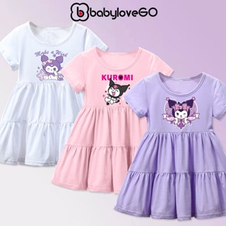 Váy cho bé BabyloveGO, đầm bé gái chất thun cotton mềm mịn thoáng mát in hình cute dễ thương