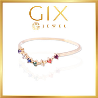Nhẫn bạc nữ đính đá nhiều màu cao cấp mạ vàng cầu vồng Gix Jewel SPGN60