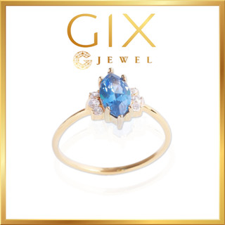 Nhẫn bạc nữ giá rẻ đính đá xanh nước biển hạt dưa Gix Jewel SPGN58