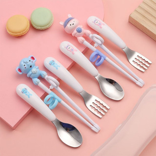  Bộ Thìa Nĩa Đũa 304 Hình Gấu dễ thương cho bé tập ăn dặm 