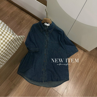 Áo sơmi denim - 80110 - 1 nút - nút tròn - tay ngắn
