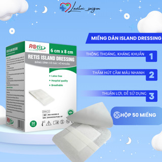 Miếng Dán Có Gạc Vô Khuẩn ALFASEPT RETIS Island Dressing size 6x8cm Bảo Vệ Vết Thương (1 miếng)