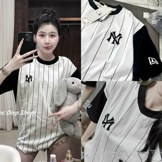 Áo Thun Tay Lỡ Cotton Khô N.Y Vạch Đứt Mới Form Rộng