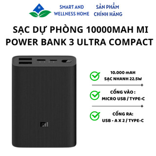 Sạc Dự Phòng 10000mAH Mi Power Bank 3 Ultra Compact - Bảo hành 6 tháng