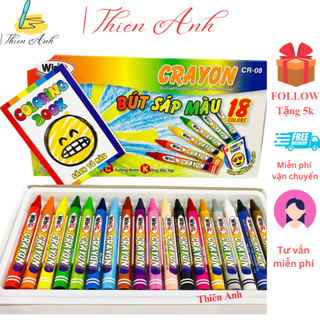 Hộp bút sáp thơm tô màu winq crayon cr-07 , cr-08 , bút sáp tô, vẽ 12 màu, 18 màu
