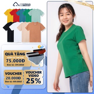 Áo thun trơn cho nữ 100% Cotton, co dãn 4 chiều thương hiệu AMAX