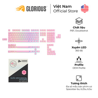 Bộ Keycap Pudding xuyên led Glorious Aura V2 PBT Doubleshot - 145 phím - Hàng Chính Hãng