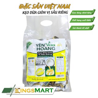 Kẹo dừa giòn vị sầu riêng - Thương hiệu Yến Hoàng - Đặc sản Bến Tre - Túi 500g - Kingsmart