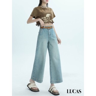 Quần jean xanh ecool 1075 dáng dài kem đai da
